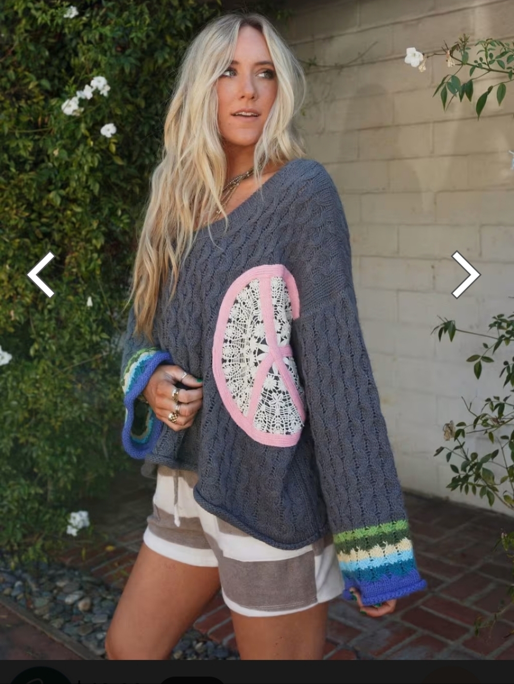 Brand NEW Three Bird Nest POL Brand Peace Sweater:Small